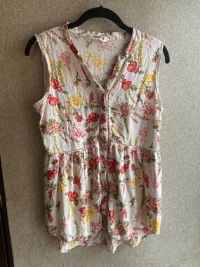 Mountain khakis floral tank top button up lightweight rayon spring small boho